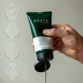 Heath Face Wash for Men - Advanced Exfoliating Cleanser for Daily Use - Black Lava and Activated Charcoal - With Vitamin C and Brazilian Papaya Extract - Made in England - 150 ml