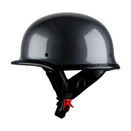 1Storm Novelty Motorcycle Half Face Helmet Open German Style DOT Approved: HKY602 Fiber Black