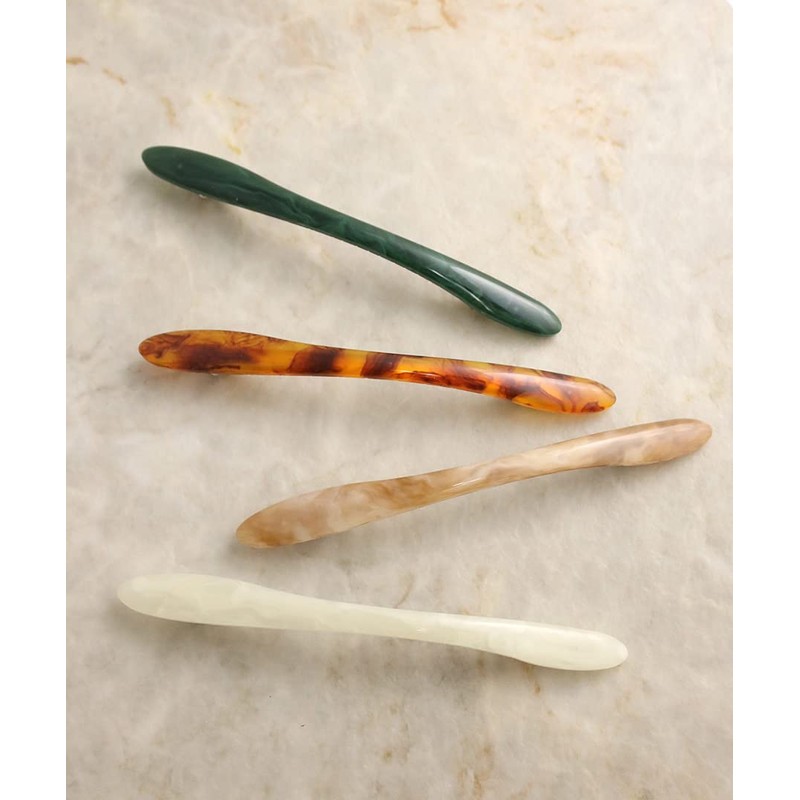 VINGTAINE H7560 Barrette, Long, Thin, Marble Pattern, Tortoise Shell, Hair