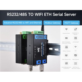 RS232/485 to WiFi Ethernet Serial Server Converter, Modbus/MQTT Gateway, Supports Serial to WiFi, Serial to ETH, Ethernet to WiFi, Serial to HTTPD Client etc. DC 6~36V Power Supply
