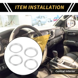 REPAIROCK 4 Pcs AC Vent Dashboard Decoration Rings for Jeep Wrangler JL JLU 2018-2020 Air Conditioner Air Outlet Vent Cover Ring Decoration Plastic Silver Tone