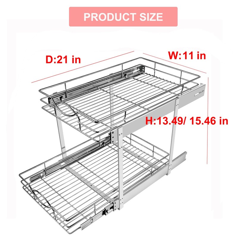 Sikarou Pull Out Cabinet Organizer 11" W x 21" D