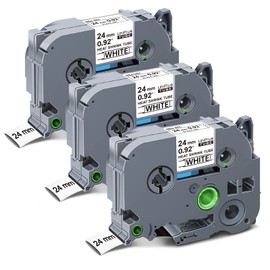 UniPlus 3X Compatible with Brother 23.6mm Heat Shrink Tube Label Tape Replacement for Brother HSe-251 HSe251 HSc251 HS-251 Tapes Black on White Work for PT-E550W P750W D600 E500 P700 PTD800W