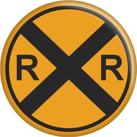 Railroad Crossing Sign - 1.5 Inch Pin-on Button