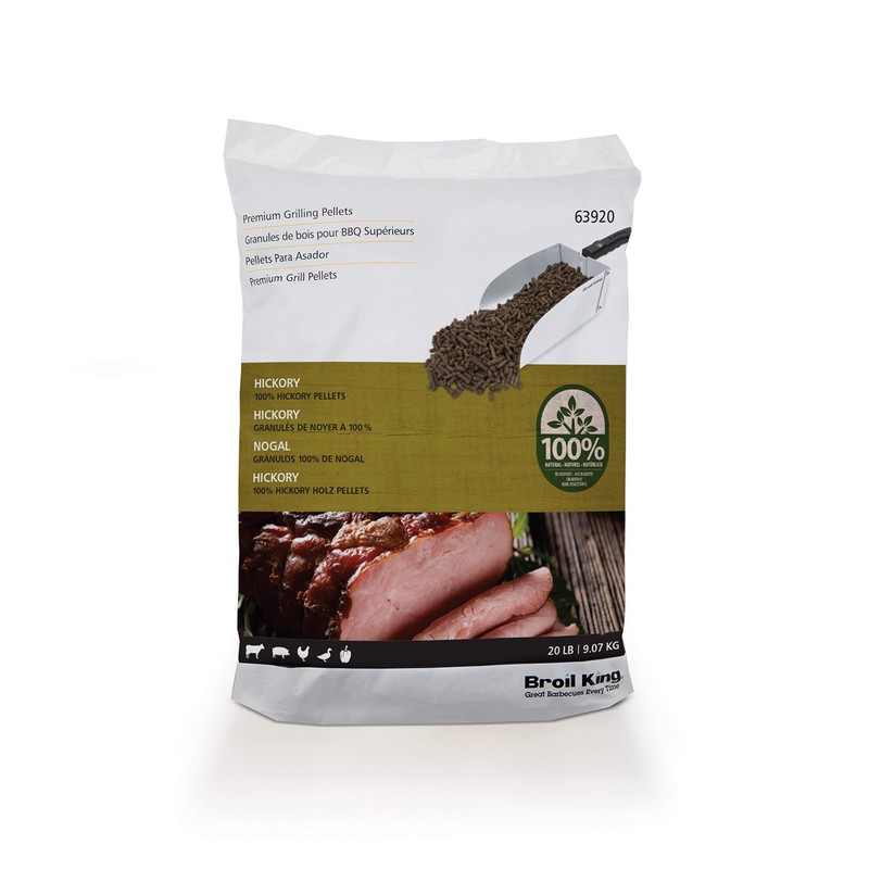 Broil King 63920 100% Hickory Hardwood Grilling Pellets, Wood
