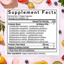 Doctor's Recipes Women’s Probiotic, 90 Caps 50 Billion CFU 16 Strains, with Organic Cranberry, Digestive Immune Vaginal & Urinary Health, Shelf Stable, Delayed Release, No Soy Gluten Dairy