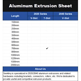 SeekLiny 10PCS T Slot 2020 Aluminum Extrusion European Standard 700mm(27.5’’) Length Anodized Extruded Aluminum for CNC DIY 3D Printer and Industrial Bracket Making