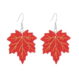 MALOYANVE Maple Earrings for Women Unique Acrylic Lightweight Autumn Red Fall Turkey Pumpkin Maple Leaf Dangle Earrings Maple Leaf Tassels Drop Earrings Thanksgiving Day Party Holiday Trendy Jewelry Gifts (Red Maple Earrings)
