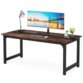 LITTLE TREE 63 Inch Large Executive Office Desk, Simple Computer Workstation with 31.5 inch Extra Wide Desktop for Home Office