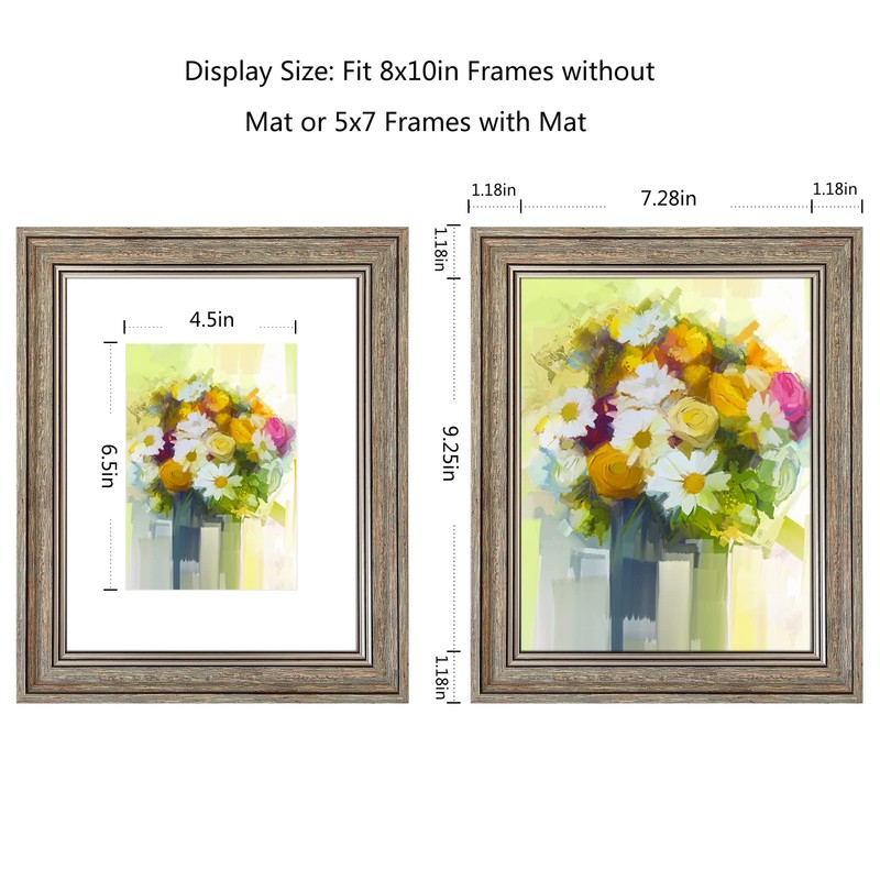 LUCKYLIFE 8x10 Picture Frame Set of 4, Rustic Farmhouse Picture