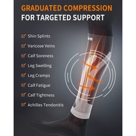 CAMBIVO 3 Pairs Calf Compression Sleeve for Women Men, Leg Support for Shin Splints, Varicose Vein (Black, XXXX-Large)
