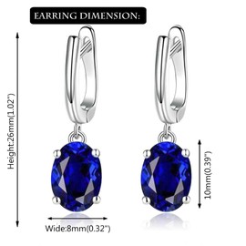 GLESOS Lightweight Oval-Shaped Drop/Dangle Huggie Earrings,18K White Gold Plated Wathet Blue CZ crystal earrings for Women, mm