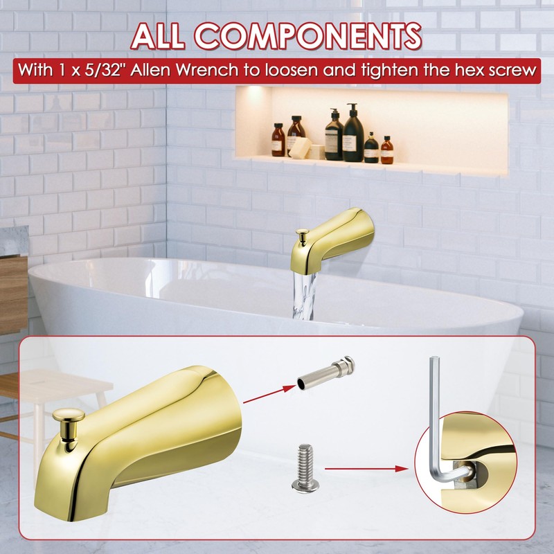 Enhon 1 Pack Slip on Tub Spout with Diverter Polished
