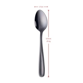 SBOMHS Tea Spoons, Pack of 12, Stainless Steel Coffee Spoons, 13.5 cm, Small Spoons, Espresso Spoons, Dessert Spoons, Mini Teaspoons, Metal Mocha Spoons (Black)