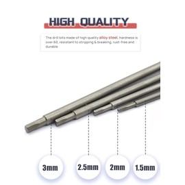 4PCS RC Hex Driver Bits 1.5mm 2.0mm 2.5mm 3.0mm Hex Head Allen Wrench Drill Bit Set for Screwdriver Electric Power Drill