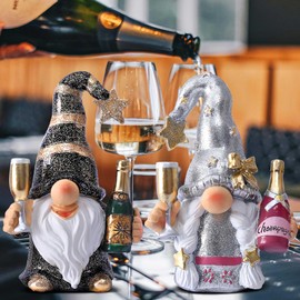 Vereemy Champagne Gnomes Figurines Fall Decorations for Home Christmas Party Gnomes Wine Bar Decor Gnomes Gifts for Women Champagne Birthday Wedding Party Decorations