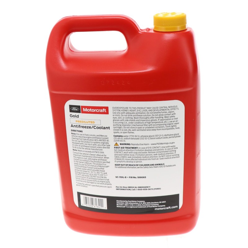 Genuine Ford Fluid VC-7DIL-B Gold Pre-Diluted Antifreeze/Coolant - 1 Gallon