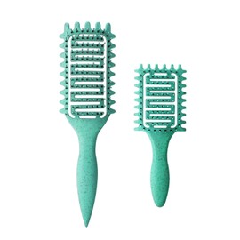 Mini Hair Brush, Travel Hair Brush, Compact Mini Detangler Brush for Easy Styling On-the-Go, Suitable for All Hair Types (2Pcs Green)