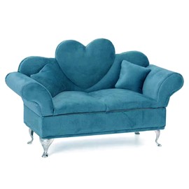 ShiKeWei Openable Sofa Jewelry Box, Miniature Velvet Sofa with Mini Mirror Inside, Mini Jewelry Display Storage Box for Earrings, Necklaces, Bracelets, Dollhouse Accessories