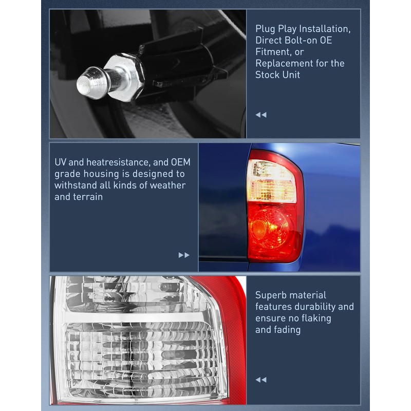 Nilight Taillight Assembly Compatible with 2004 2005 2006 Toyota Tundra