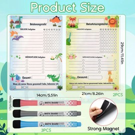 SHOWHEEL Pack of 2 Children's Reward Boards A4 Magnetic Weekly Planner Children, Motivates Children Playful, Reward Board Children for Fridge, Reward System Children for Girls/Boys, with 3 Pens