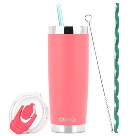 Drinco - 20 oz Stainless Steel Tumbler | Double Walled Vacuum Insulated Mug With Lid, 2 Straws, For Hot & Cold Drinks (20oz Coral Paradise, 20oz)