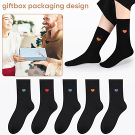 Corlap Women's Crew Calf Cotton Socks - Soft Ankle High Dress Casual Socks, Fun Cute Novelty Heart (5 Pairs Gift Box)‌