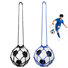 フットボールネット 黒色 青色 計2個 ボールネット ボール練習用ネット サッカー練習器具 リフティングトレーニング ボール入れ キッズ ジュニア 一般 学生 クラブ活動 自主練 公園 屋内 屋外 スポーツ用品 練習道具 基礎技術向上 持ち運び楽々 (黒色+青色)