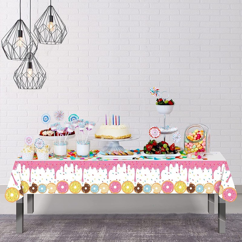 2PCS Donut Party Table Decorations Tablecloth - LIYDE Donut Food