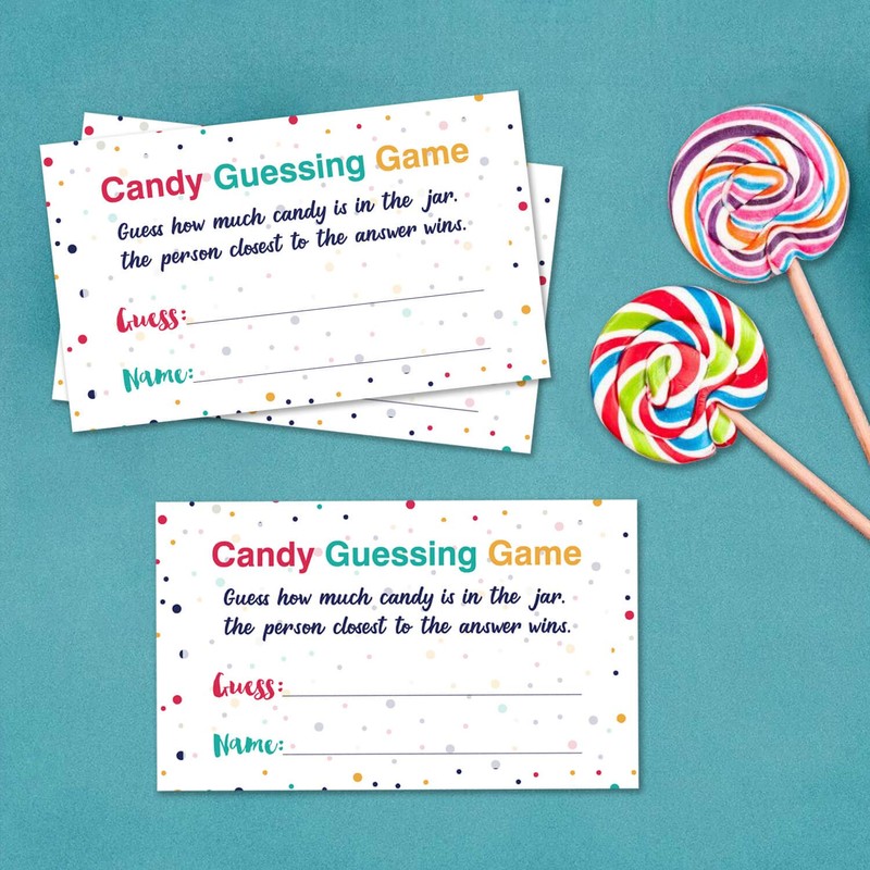 Antgiftshop Candy Guessing Game Cards, Games Activities and Decorations, 50-Pack.