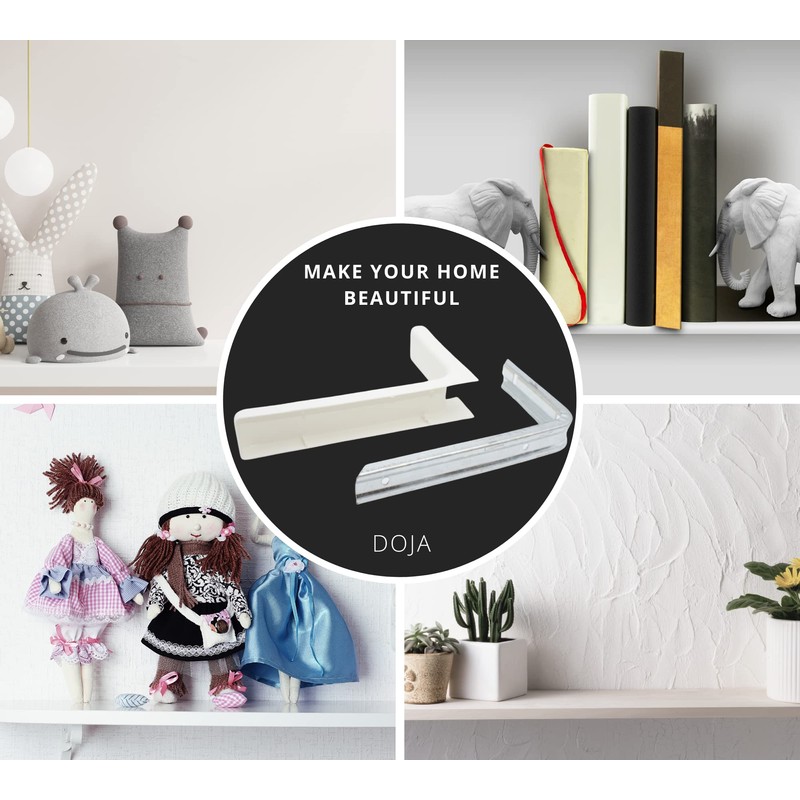 DOJA Barcelona | White Shelf Brackets | 4 Wall Shelf