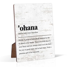 Ohana Family Definition Home Decor, 5 x 7'' Minimalist Home Decoration, Farmhouse Home Plaque Wall Hanging Wooden Sign Table Decorations Signs for Bedroom Kitchen Living Room Table Decorations