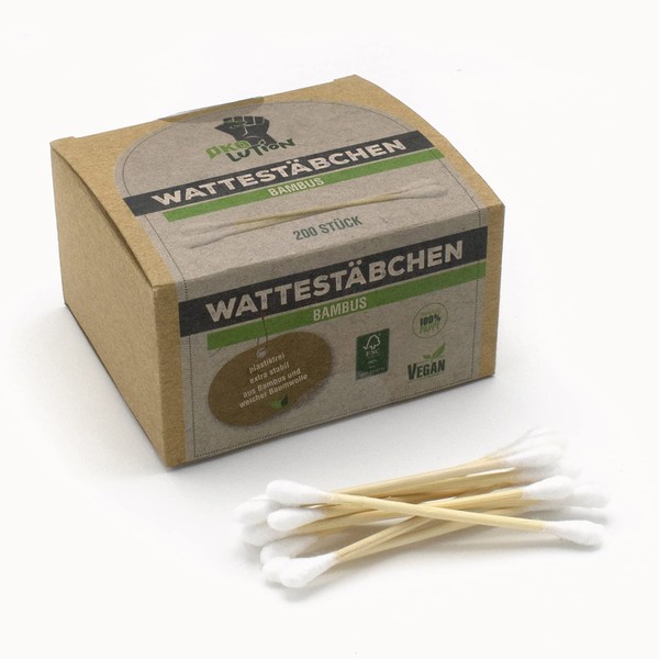 Ökolution Bamboo Cotton Sticks, Pack of 200, Environmentally Friendly Ear Cleaning, No Plastic and Therefore 100% Compostable, Bamboo, Sustainable