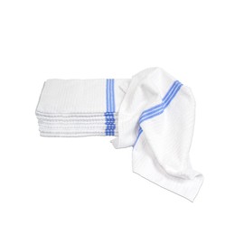 Nouvelle Legende Ribbed Microfiber Bar Mop Towels, Super Absorbent, Cleaning & Drying Cloths, Lint-Free, Streak-Free for Kitchen, Home & Auto, 14x18 Inch, 12-Pack, Blue Stripe