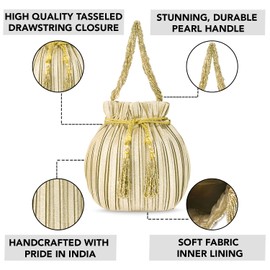 Aheli Indian Potli Bags Gift for Women Evening Bag Clutch Ethnic Bride Purse with Drawstring Green