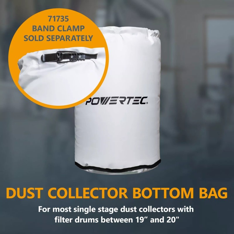 POWERTEC 70351 Dust Collector Lower Bag 20" Dia. x 30"