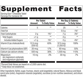 Bariatric Advantage Calcium Citrate Chewable 500mg with Vitamin D3 for Bariatric Surgery Patients Including Gastric Bypass and Sleeve Gastrectomy, Low Sugar - Cinnamon Flavor, 90 Count