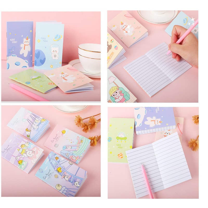 VEGCOO Pack of 12 Cute Cartoon Notepad Mini Diary Notebook