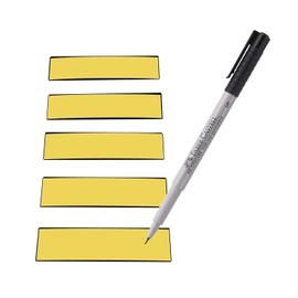25 writable magnetic strips incl. Pen, yellow 100x30mm