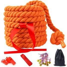 33FT Tug of War Rope for Adults, Tug o War Ropes,Tug a War Rope, Soft Natural Twisted Cotton Ropes Games for Team Building Activities, Carnival Party, Family Reunion,Yard Games (Orange)
