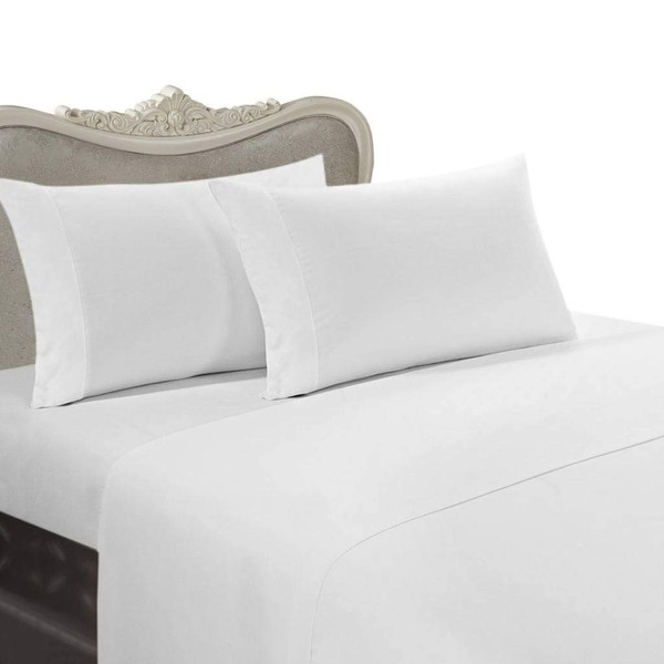 21 inches Extra DEEP Pocket - 300 Thread Count Egyptian Cotton Four (4) Piece Sheet Set, 300TC, King, Solid White