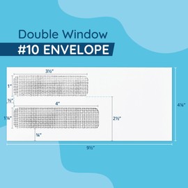500 No. 10 Double Window Envelopes Self Seal #10- For Multiple Statements, Quickbooks Invoices, Checks -10 Security Envelopes Peel and Seal with 2 Windows Left, Size 4 1/8 X 9 ½