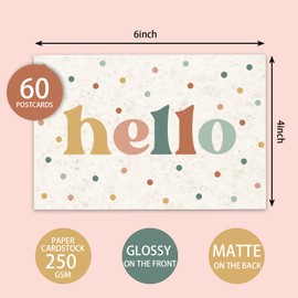 JarThenaAMCS 60Pcs Hello Postcards Boho Dot Mailing Post Cards Blank Greeting Note Cards For Birthday Baby Shower Party Favors Supplies, 4 x 6 Inch