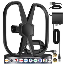 TV Antenna Support 2 TVS, 3100+ Miles Range Digital Antennas for Smart TV, Outdoor/Indoor HD Antennas 360° Reception Local Channels,Amplifier Signal Booster Antenna-Support 8K 4K 1080p-Long Cable