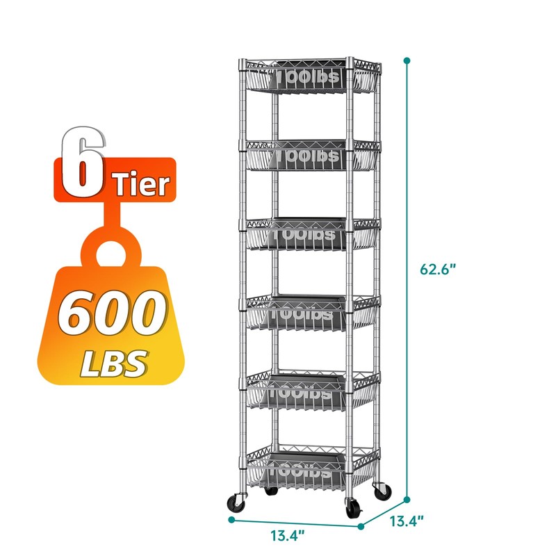 SINGAYE Shelf Storage Wire Shelving：Shelves Rack Standing Units with Wheels
