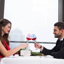 2pcs Rose Wine Glass, Creative Red Wine Glass, Rose Flower Goblet, Wine Cocktail Juice Glass for Party Dinner Wedding Festival Kitchen Bar Celebration (260ml, Blue and Pink)