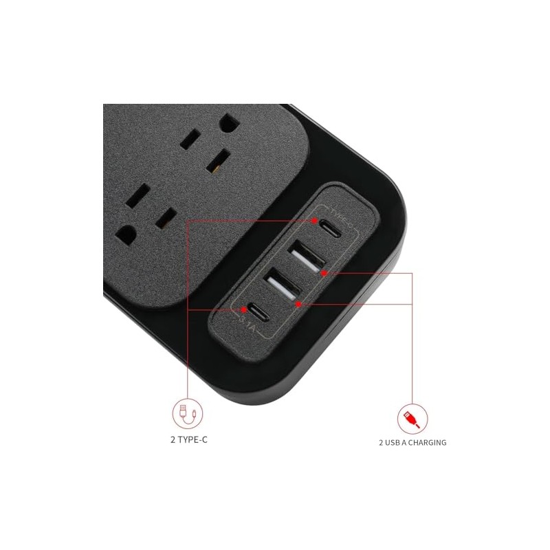 Sozomo Enchufe Plano,Multicontacto Regleta Extension Electrica con Protector Supresor de