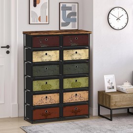 VASICAR 6 Drawers Storage Organizer Cabinet, Decorative Storage Chest, Small Dresser, Stand Nightstand for Bedroom, Living Room, Closet, Entryway, Hallway, Nursery, Dorm