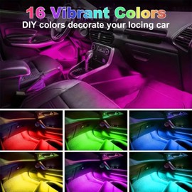 Hiseanllo 4 PCS Wireless Car Interior Led Lights with Remote Control, 16 Colors Rechargeable Magnetic Led Night Light for Car Decor Car Ambient Lighting