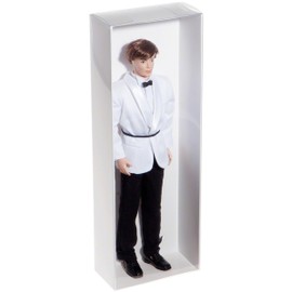 Collecting Warehouse Redoll Clear Folding Display Box with White Liners and Black Elastic for 12-13 inch Dolls or Action Figures, 5" W x 2.5" D x 14" H